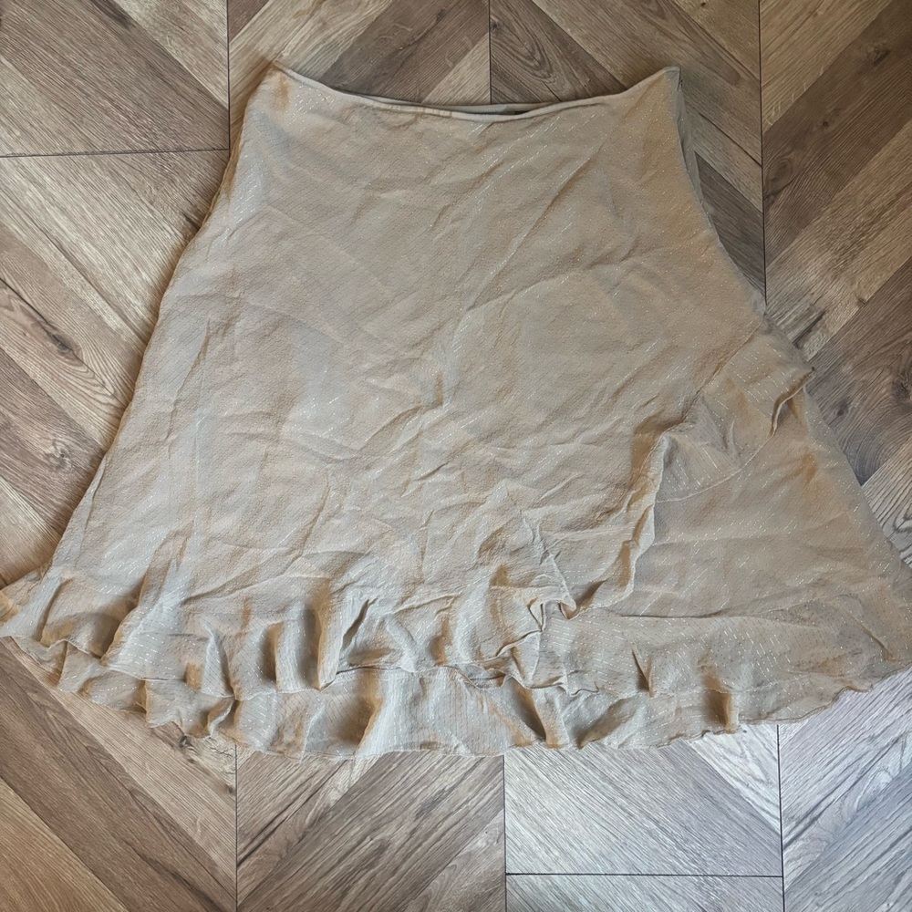 Kate Hill Elegant Tan Skirt with Gold Glitter Detail